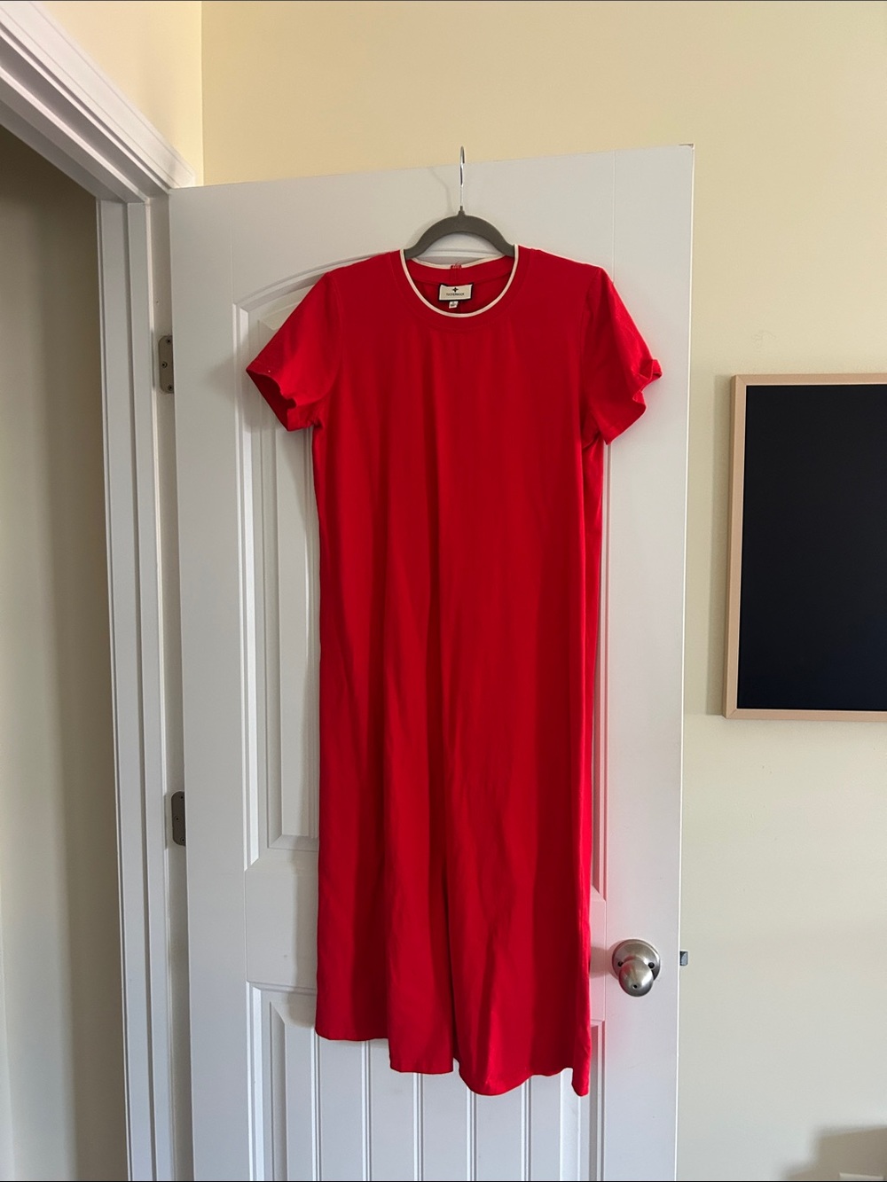 Tuckernuck Red Short-Sleeve Maxi Dress with Contrast Neckline